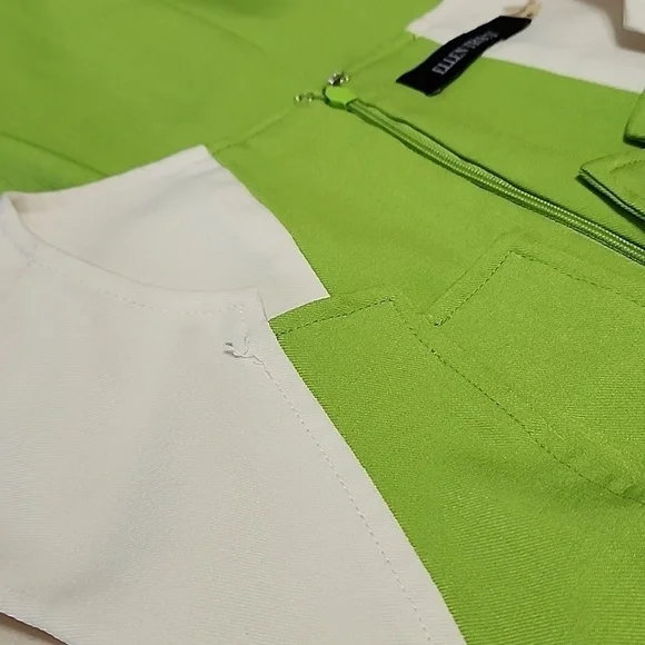 Ellen Tracy Lime Cream Dress Sz 4 - Picture 13 of 13